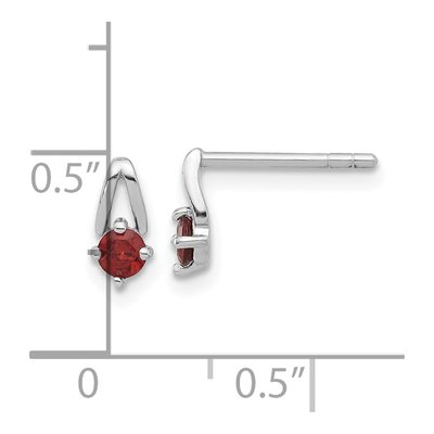 Sterling Silver Round Garnet Stud Earrings – view 4
