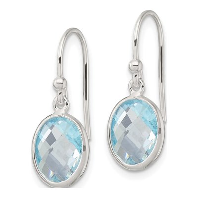 Sterling Silver Swiss Blue Topaz Dangle Earrings – view 3