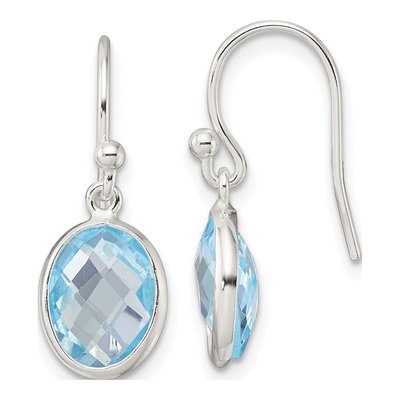 Sterling Silver Swiss Blue Topaz Dangle Earrings