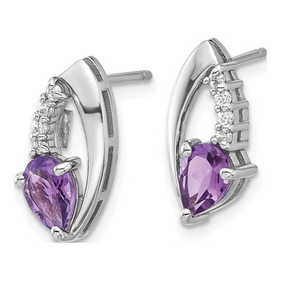 Sterling Silver Amethyst & CZ Dangle Earrings – view 2