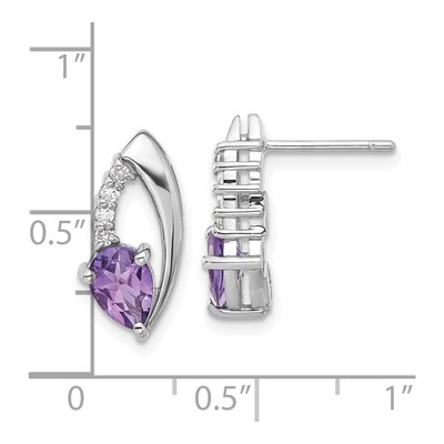 Sterling Silver Amethyst & CZ Dangle Earrings – view 4