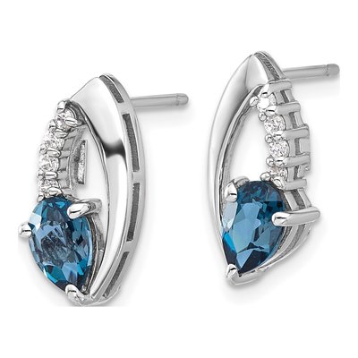 Sterling Silver London Blue Topaz & CZ Dangle Earrings – view 2
