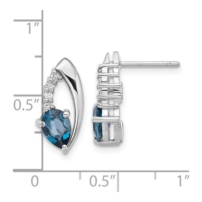 Sterling Silver London Blue Topaz & CZ Dangle Earrings – view 4