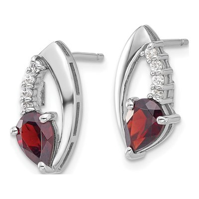 Sterling Silver Garnet & CZ Dangle Earrings – view 2