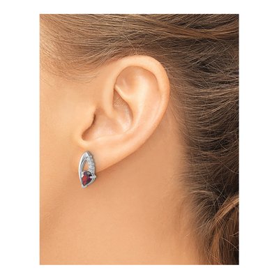 Sterling Silver Garnet & CZ Dangle Earrings – view 3