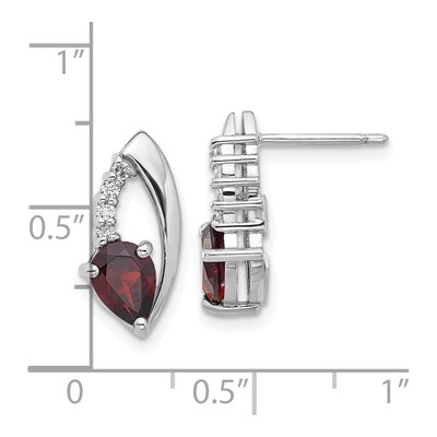 Sterling Silver Garnet & CZ Dangle Earrings – view 4