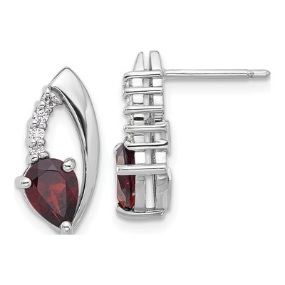 Sterling Silver Garnet & CZ Dangle Earrings