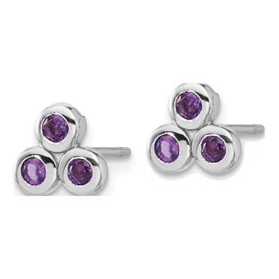 Sterling Silver Amethyst Stud Earrings – view 2