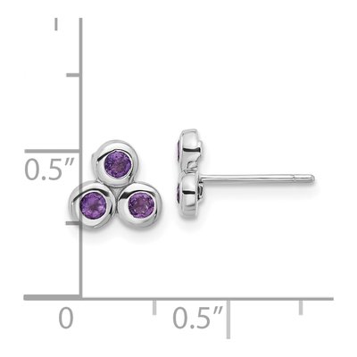 Sterling Silver Amethyst Stud Earrings – view 4