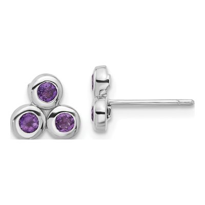 Sterling Silver Amethyst Stud Earrings