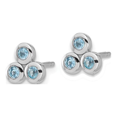 Sterling Silver Swiss Blue Topaz Stud Earrings – view 2