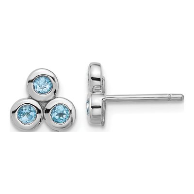 Sterling Silver Swiss Blue Topaz Stud Earrings