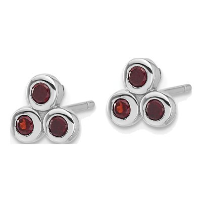 Sterling Silver Garnet Stud Earrings – view 2