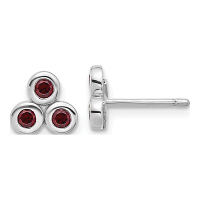 Sterling Silver Garnet Stud Earrings