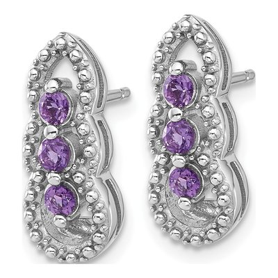 Sterling Silver Amethyst Dangle Earrings – view 2