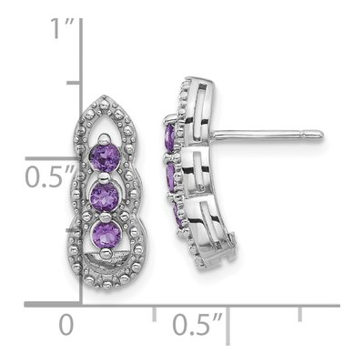 Sterling Silver Amethyst Dangle Earrings – view 4
