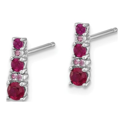Sterling Silver Lab-Created Ruby & Lab-Created Sapphire Dangle Earrings – view 3