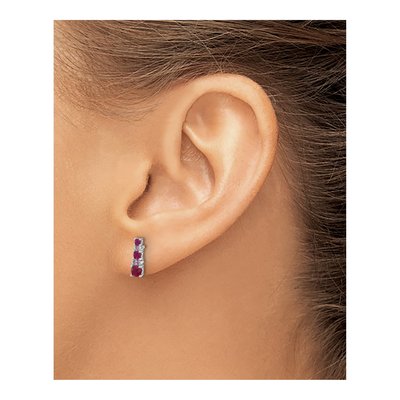 Sterling Silver Lab-Created Ruby & Lab-Created Sapphire Dangle Earrings – view 4