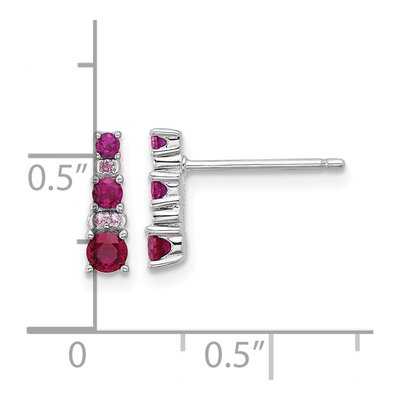 Sterling Silver Lab-Created Ruby & Lab-Created Sapphire Dangle Earrings – view 5