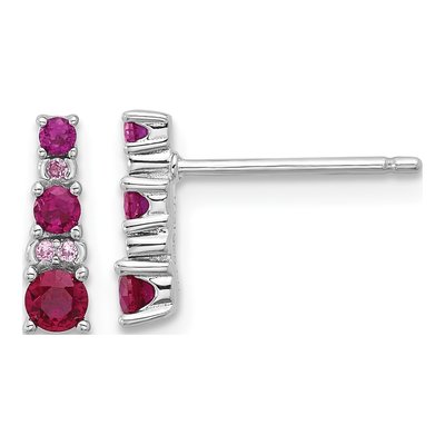 Sterling Silver Lab-Created Ruby & Lab-Created Sapphire Dangle Earrings