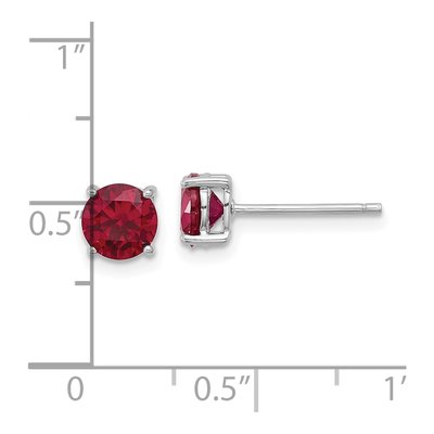 Sterling Silver Round Lab-Created Ruby Stud Earrings – view 5