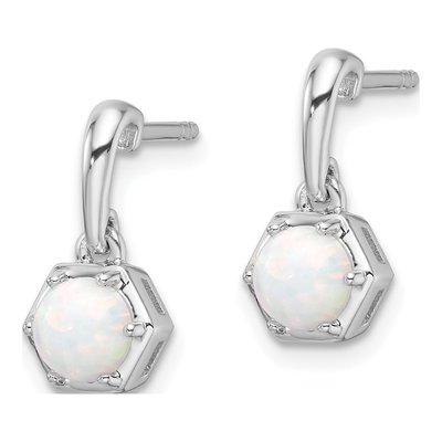 Sterling Silver Lab-Created Opal Dangle Earrings – view 3