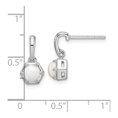 Sterling Silver Lab-Created Opal Dangle Earrings – view 5