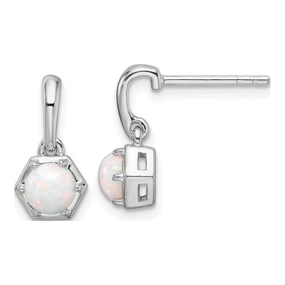 Sterling Silver Lab-Created Opal Dangle Earrings