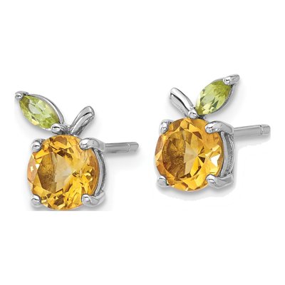 Sterling Silver Round Citrine & Peridot Stud Earrings – view 2