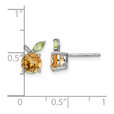 Sterling Silver Round Citrine & Peridot Stud Earrings – view 4