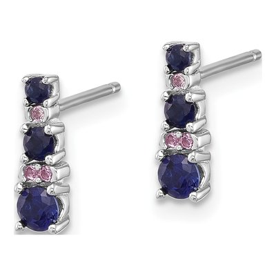 Sterling Silver Lab-Created Sapphire Dangle Earrings – view 3
