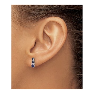 Sterling Silver Lab-Created Sapphire Dangle Earrings – view 4