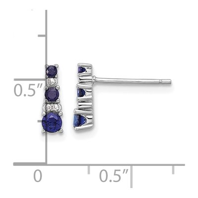 Sterling Silver Lab-Created Sapphire Dangle Earrings – view 5