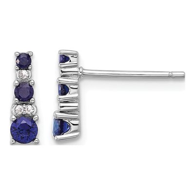 Sterling Silver Lab-Created Sapphire Dangle Earrings
