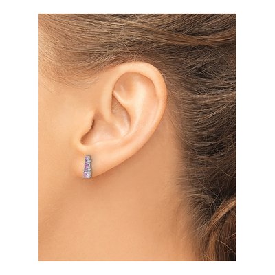 Sterling Silver Lab-Created Sapphire Dangle Earrings – view 4