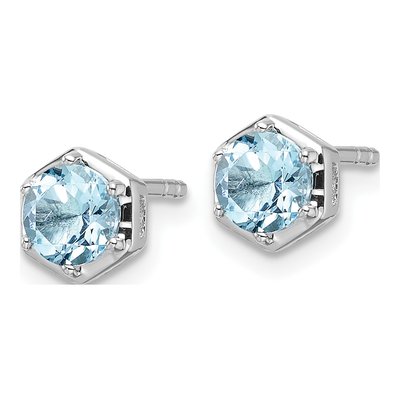 Sterling Silver Round Sky Blue Topaz Stud Earrings – view 3