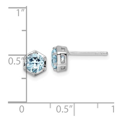 Sterling Silver Round Sky Blue Topaz Stud Earrings – view 5