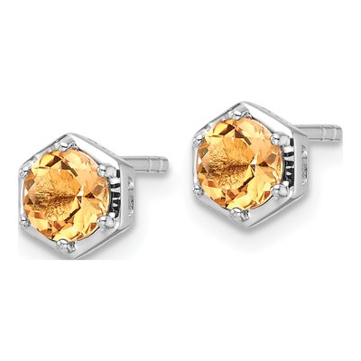 Sterling Silver Citrine Stud Earrings – view 3