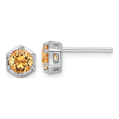 Sterling Silver Citrine Stud Earrings