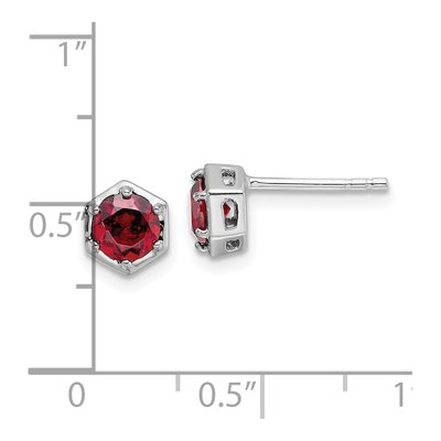 Sterling Silver Round Garnet Stud Earrings – view 5