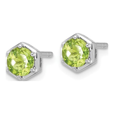 Sterling Silver Round Peridot Stud Earrings – view 3