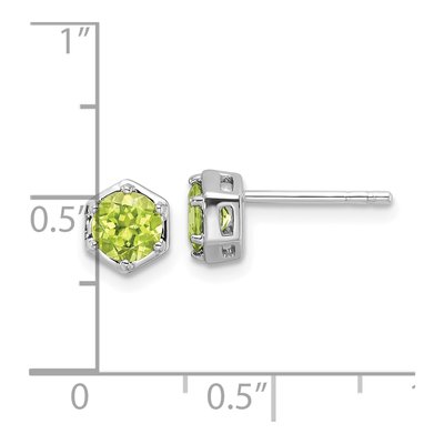 Sterling Silver Round Peridot Stud Earrings – view 5