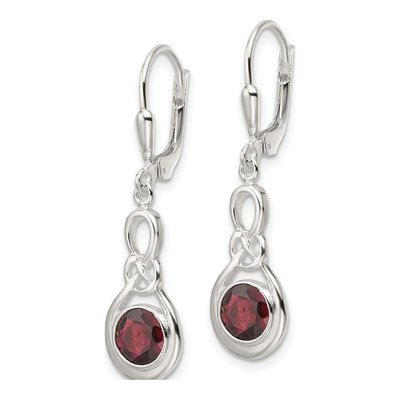 Sterling Silver Garnet Knot Leverback Earrings – view 3
