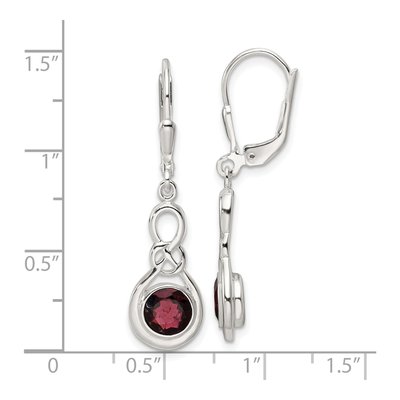 Sterling Silver Garnet Knot Leverback Earrings – view 5