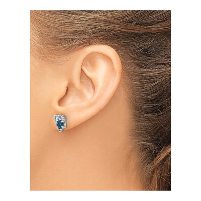 Sterling Silver Round London Blue Topaz & Swiss Blue Topaz Lt Stud Earrings – view 3
