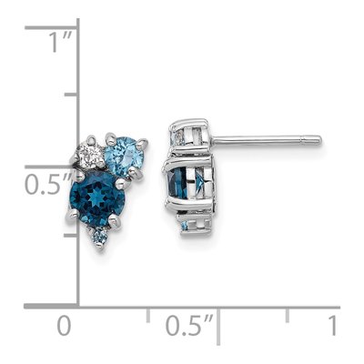 Sterling Silver Round London Blue Topaz & Swiss Blue Topaz Lt Stud Earrings – view 4