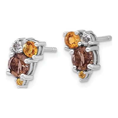 Sterling Silver Smoky Quartz & Citrine Earrings – view 2