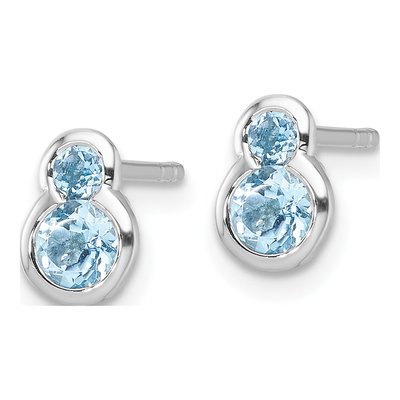 Sterling Silver Round Swiss Blue Topaz Stud Earrings – view 3