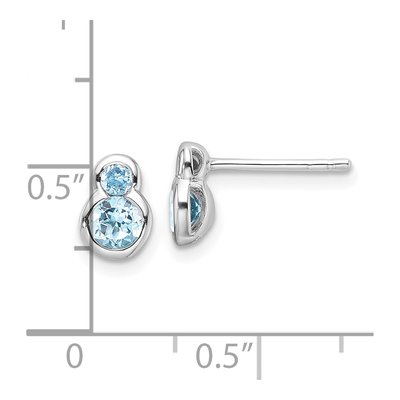 Sterling Silver Round Swiss Blue Topaz Stud Earrings – view 5