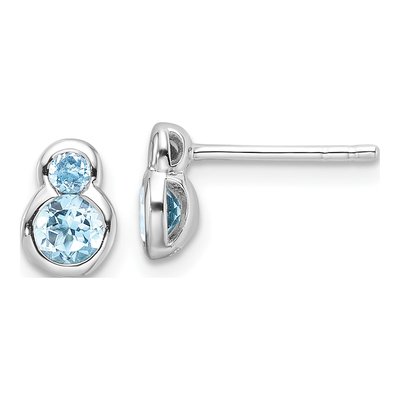 Sterling Silver Round Swiss Blue Topaz Stud Earrings